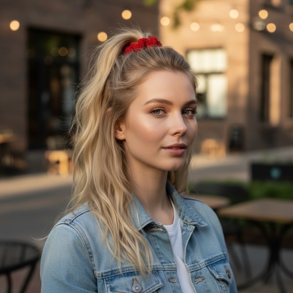 Red Crochet Hair Scrunchie